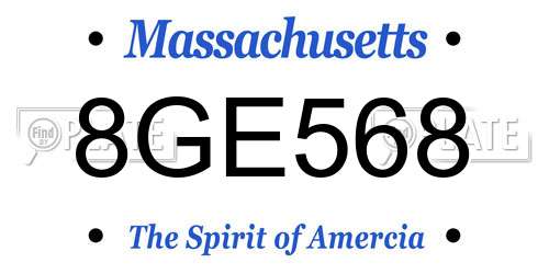 8GE568 Massachusetts License Plate