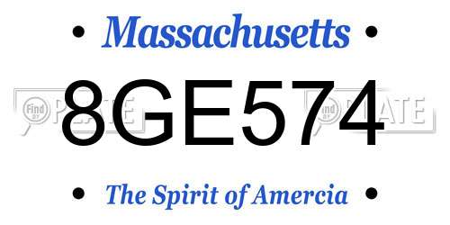 8GE574 Massachusetts License Plate