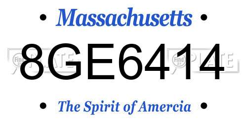8GE6414 Massachusetts License Plate