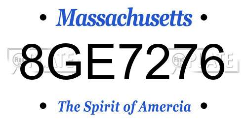 8GE7276 Massachusetts License Plate