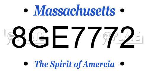 8GE7772 Massachusetts License Plate