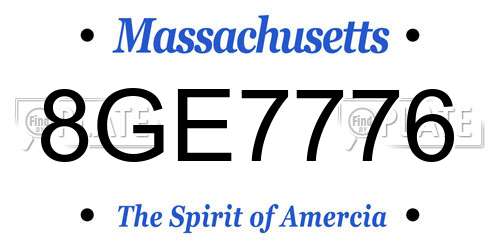 8GE7776 Massachusetts License Plate