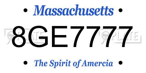 8GE7777 Massachusetts License Plate