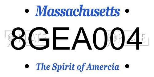8GEA004 Massachusetts License Plate