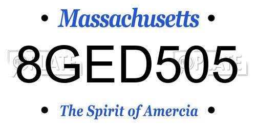 8GED505 Massachusetts License Plate