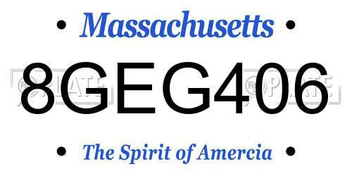 8GEG406 Massachusetts License Plate