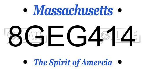8GEG414 Massachusetts License Plate