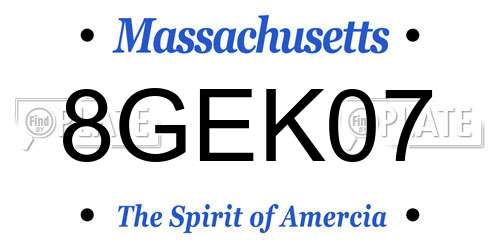 8GEK07 Massachusetts License Plate