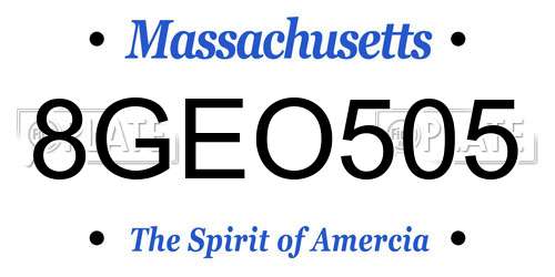 8GEO505 Massachusetts License Plate