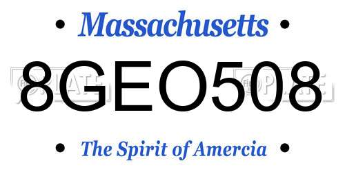 8GEO508 Massachusetts License Plate