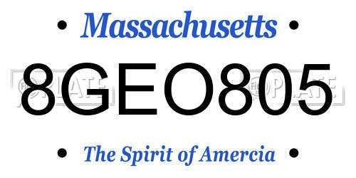 8GEO805 Massachusetts License Plate