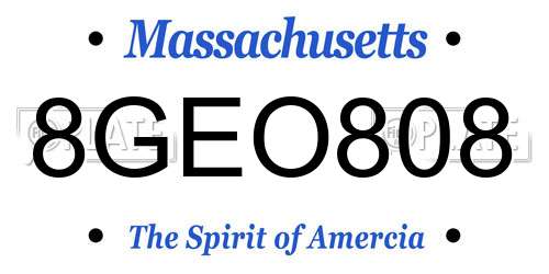 8GEO808 Massachusetts License Plate
