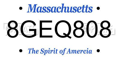 8GEQ808 Massachusetts License Plate