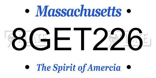 8GET226 Massachusetts License Plate