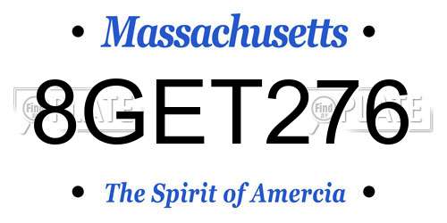 8GET276 Massachusetts License Plate