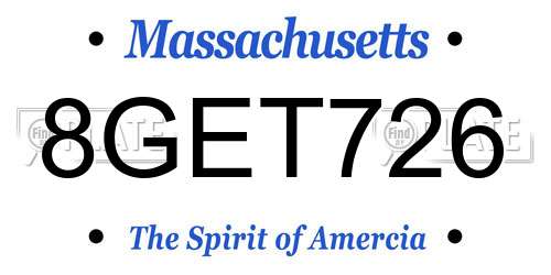8GET726 Massachusetts License Plate