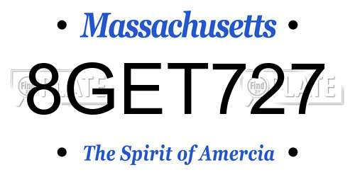 8GET727 Massachusetts License Plate