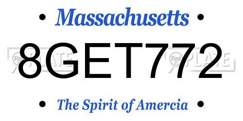8GET772 Massachusetts License Plate