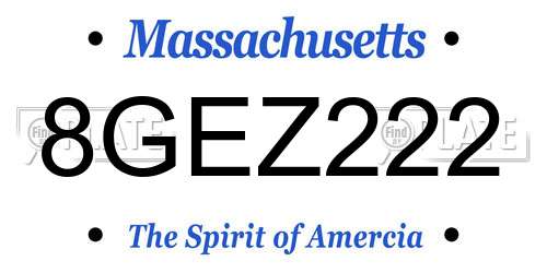 8GEZ222 Massachusetts License Plate