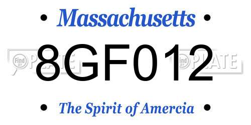 8GF012 Massachusetts License Plate