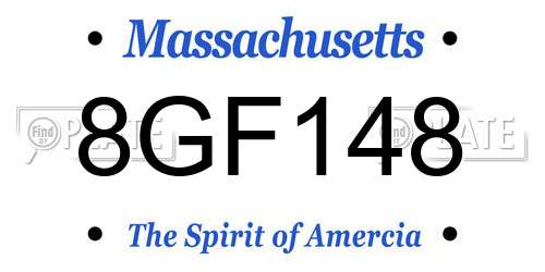 8GF148 Massachusetts License Plate