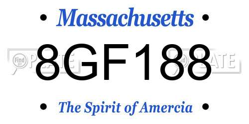 8GF188 Massachusetts License Plate