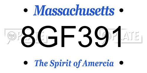 8GF391 Massachusetts License Plate