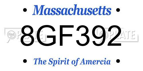 8GF392 Massachusetts License Plate