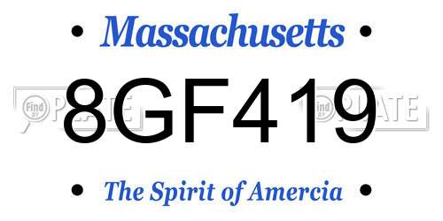 8GF419 Massachusetts License Plate