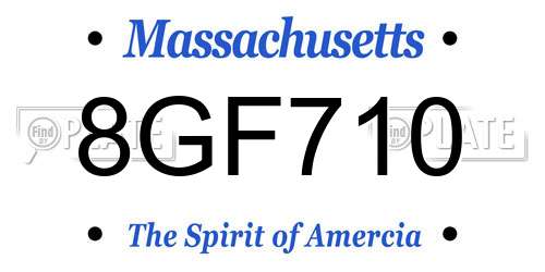 8GF710 Massachusetts License Plate