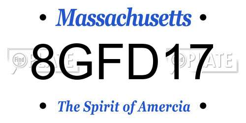 8GFD17 Massachusetts License Plate