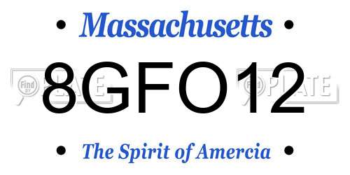 8GFO12 Massachusetts License Plate
