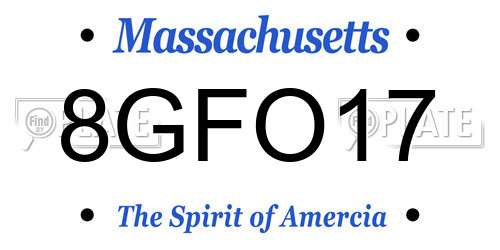 8GFO17 Massachusetts License Plate