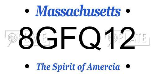 8GFQ12 Massachusetts License Plate