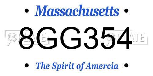 8GG354 Massachusetts License Plate