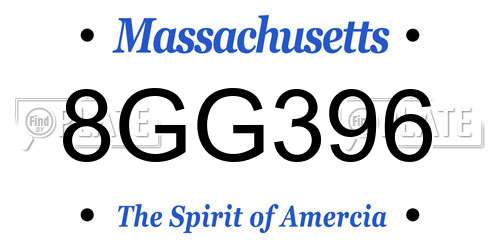 8GG396 Massachusetts License Plate