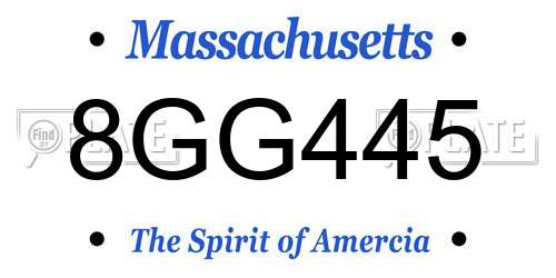 8GG445 Massachusetts License Plate