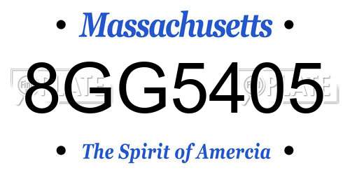 8GG5405 Massachusetts License Plate