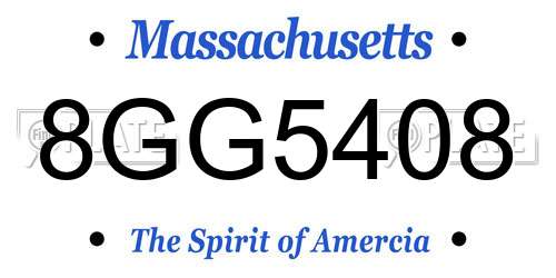 8GG5408 Massachusetts License Plate