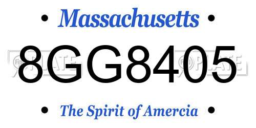 8GG8405 Massachusetts License Plate