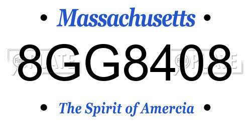 8GG8408 Massachusetts License Plate