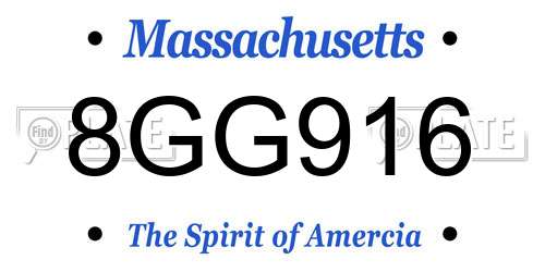 8GG916 Massachusetts License Plate