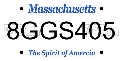 8GGS405 Massachusetts License Plate