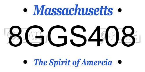 8GGS408 Massachusetts License Plate