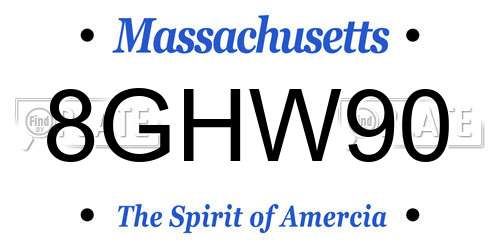 8GHW90 Massachusetts License Plate