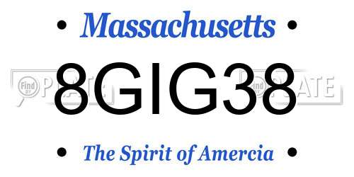 8GIG38 Massachusetts License Plate