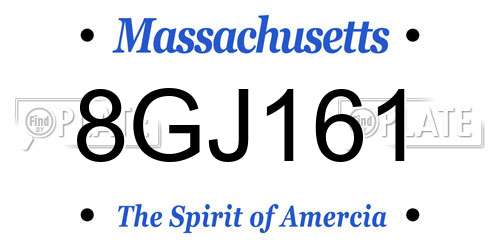 8GJ161 Massachusetts License Plate