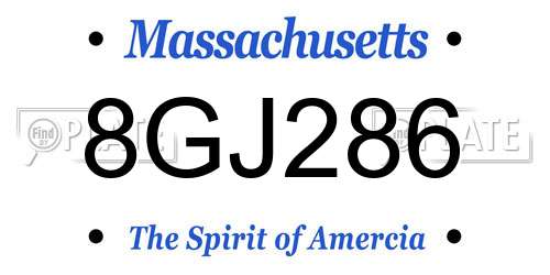 8GJ286 Massachusetts License Plate