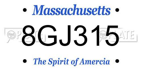 8GJ315 Massachusetts License Plate