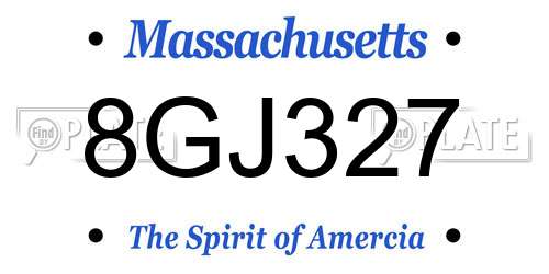 8GJ327 Massachusetts License Plate